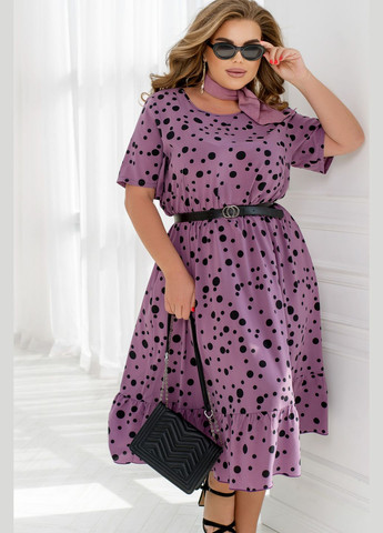 Фиолетовое повседневный платье в горошек колокол No Brand в горошек