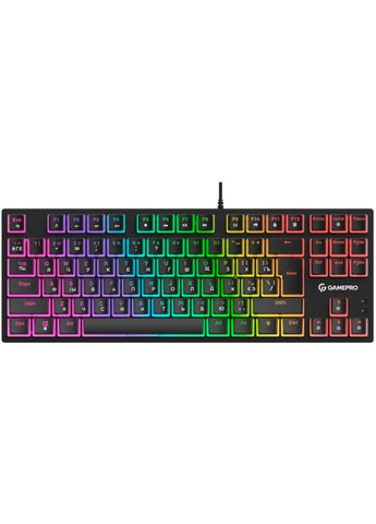 Игровая клавиатура механическая с RGB-подсветкой Blue Switch TKL, черная, проводная, без нумпада GAMEPRO (366249345)
