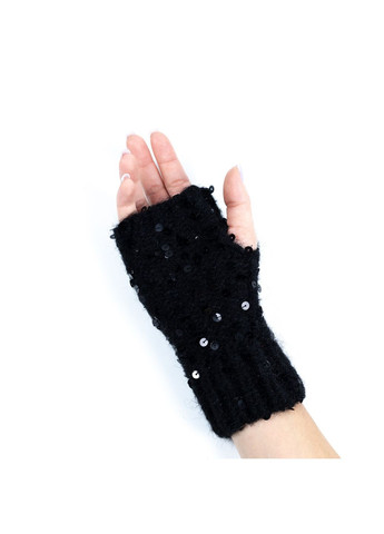 Мітенки з паєтками жіночі вовна чорні ДАМІРА LuckyLOOK 580-824 (322789862)