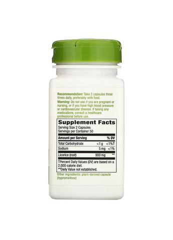 Корень солодки Naturе's Way 900 мг Licorice 100 капс Nature's Way (359473920)