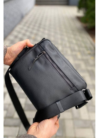 Чоловіча сумка-месенджер з натуральної шкіри Slide (чорна) No Brand (368540885)