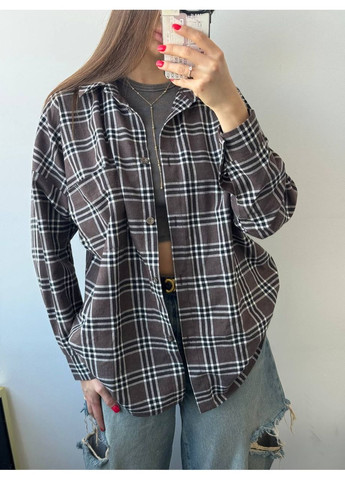 Жіноча картата сорочка oversize з довгим рукавом Україна (353492978)