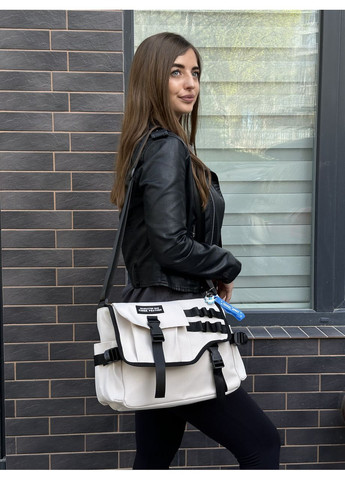 Сумка через плече молодіжна текстильна для навчання унісекс молочна. Сумка для прогулянок. No Brand (356178947)