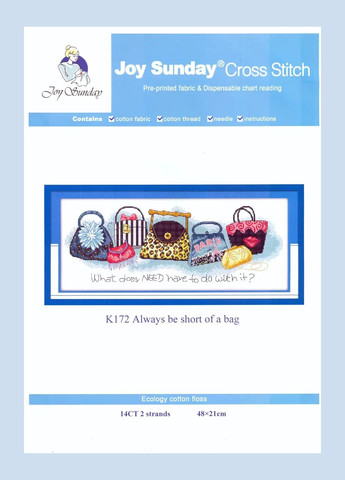 Набор для вышивания по нанесённой на канву схеме "Always be short of a bag". AIDA 14CT printed, 48*21 см Joy Sunday (313613408)