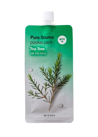 Ночная маска для лица с экстрактом чайного дерева Pure Source Pocket Pack Tea Tree 10 мл MISSHA (278048641)