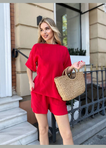 Жіночий літній костюм футболка оверсайз та шорти вільного крою MonCher (335414252)