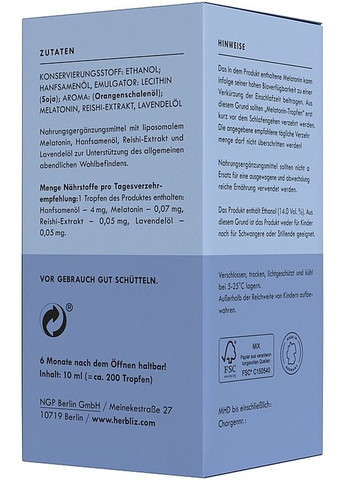 Засіб для покращення сну в краплях "Мелатонін" - Herblis CBD Melatonin Sleep Drops 10ml (1091181-120489) Herbliz (368869116)