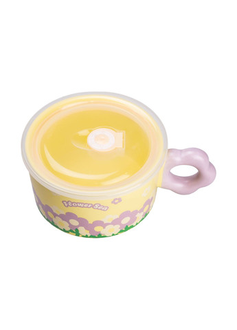 Миска для локшини керамічна Flowers 750 мл з герметичною кришкою, жовтий No Brand HP7200Y (299239287)