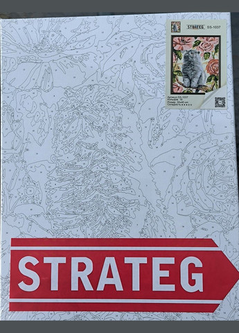 Набор для росписи Мурчик среди цветов 30х40 см Strateg (336961665)