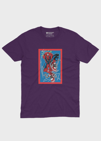 Фиолетовая демисезонная футболка для девочки с принтом супергероя - человек-паук (ts001-1-dby-006-014-067-g) Modno