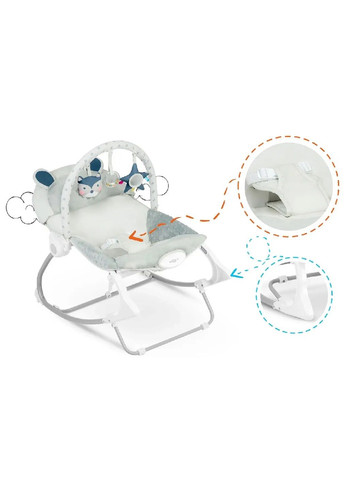 Дитяче крісло гойдалка шезлонг з вібрацією знімним оголів'ям іграшками для дітей малюків від народження (477146-Prob) Сіро-синє Unbranded (294908236)