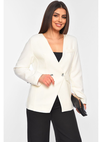 Піджак жіночий однотонний білого кольору Let's Shop (363255608)
