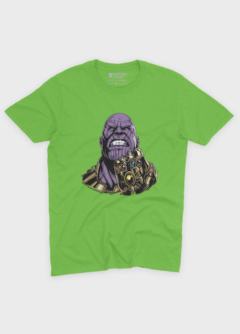 Салатовая демисезонная футболка для мальчика с принтом супезлодея - танос (ts001-1-kiw-006-019-017-b) Modno