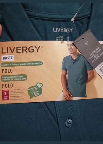 Темно-зеленая футболка-футболка поло мужская для мужчин Livergy