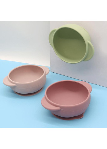 Набір силіконового дитячого посуду для прикорму на присосках темно рожевий+Силіконова пустушка ортодонтична колір Фуксія Cheeks (350315150)