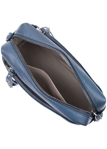 Женская кожаная сумка из стильным бегунком 22652 Синяя Vintage (331910525)