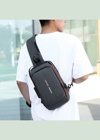 Нагрудна сумка через плече з кодовим замком та USB golden-black Fashion (329144540)