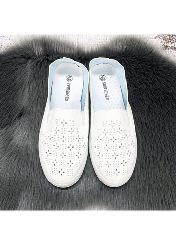 Белые мокасины женские летние эко-кожа с перфорацией Dual