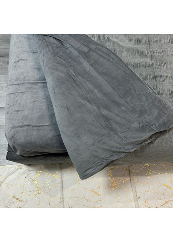 Постільна білизна "Luxury Жатка Велюр" (Євро). 200х230 см графітового кольору. No Brand (367912400)