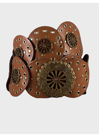 Женский кожаный широкий пояс в орнаменте S-59 Коричневый Manufac (363261807)