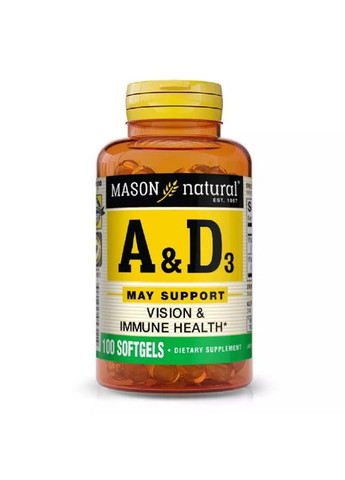 Vitamin A & D3 100 Caps Mason Natural (288050773)