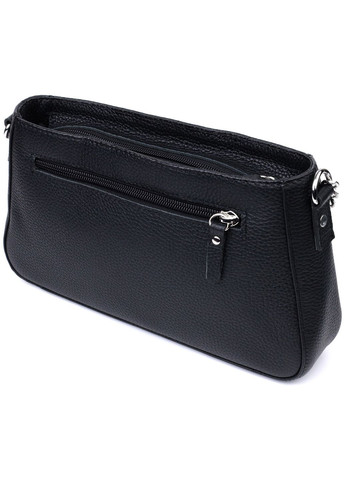 Жіноча сумка багет з ланцюжком і знімним ремінцем із зернистої натуральної шкіри 26,5х15х5,5 см Shvigel (315869946)