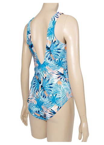 Комбинированный летний цельный купальник с завышенной линией бедер и мягкой чашкой модель 0181 арт.23201 пландж, слитный Teres