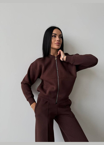 Женский теплый качественный спортивный костюм: кофта бомбер на молнии и брюки палаццо со стрелками с утеплением No Brand (316094549)