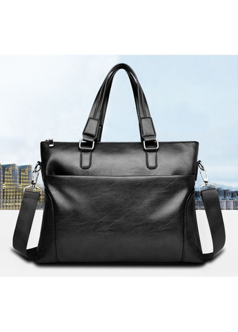 Діловий чоловічий портфель із ПУ шкіри з блискавкою чорний No Brand (351536627)