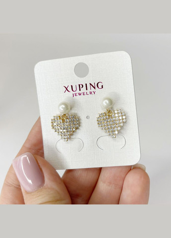 Сережки позолота Xuping Ювелірна біжутерія Пусети перлина серце Золотистий 10 мм S15202 Xuping Jewelry (328943428)