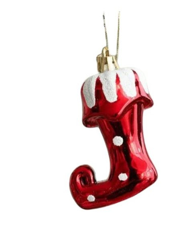 Елочное украшение Новогодний Сапожок набор 2 шт, пластик 7×5×3,5 см Red No Brand (357211843)