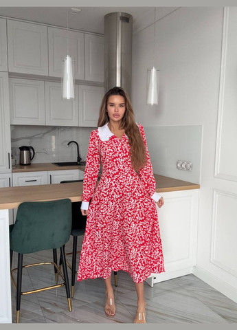 Красное повседневный женское платье макси Avanti с цветочным принтом