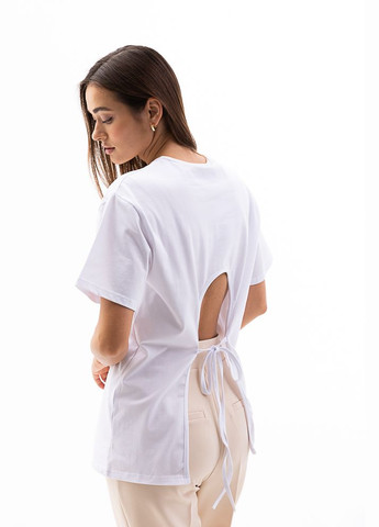 Женская белая футболка с вырезом на спине снизу Arjen - (289842207)