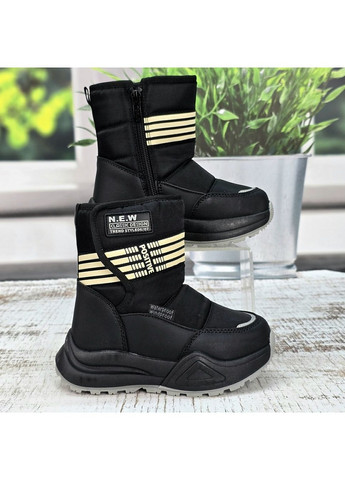 Зимние сапоги детские для мальчика черные утепленные овчиной Tom.M на липучке