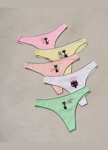 Женские стринги с контрастным ободком 5 шт. Nicoletta (322126732)