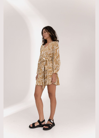 Гірчична кежуал сукня з пишною спідницею Azuri з абстрактним візерунком