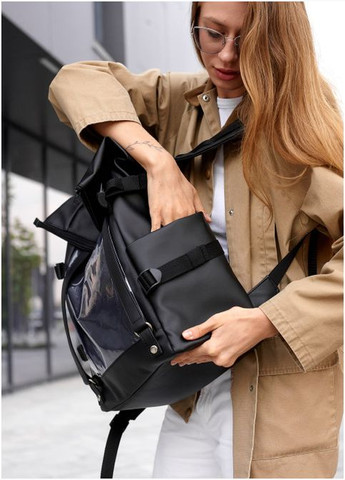 Рюкзак жіночий з екошкіри RollTop Hacking Чорний Sambag (301871136)
