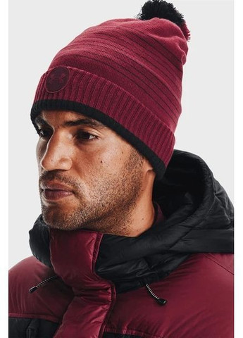 Мужская зимняя шапка теплая бордового цвета размер one size Under Armour Halftime Fleece Beanie (372044254)