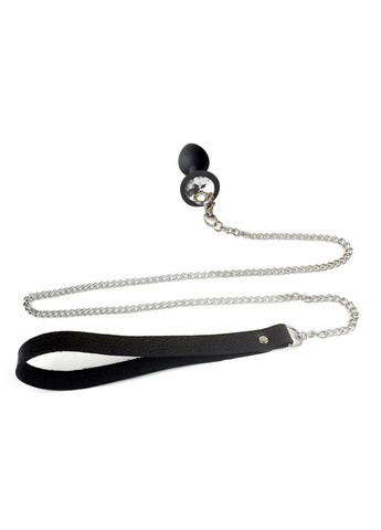 Силиконовая анальная пробка Art Sex Metal Anal Plug with Leash size L с поводком Black No Brand (366876971)