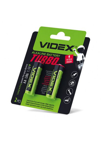 Батарейка лужна LR6/AA Turbo 2шт BLISTER Videx (359398047)