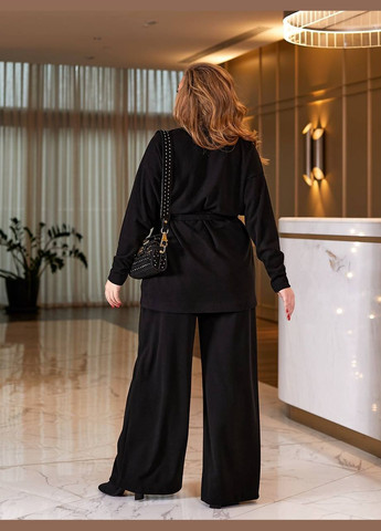 Женский трикотажный костюм цвет черный р.48/50 449183 New Trend (282926837)
