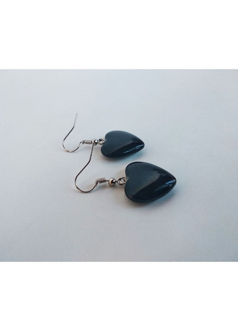 Серьги " Сердечки " из камня оникс No Brand (370792160)