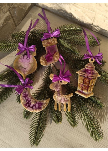 Новорічна іграшка з епоксидної смоли Набір з 5 Ніч напередодні Різдва Hand Made (365722583)