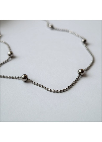 Срібний ланцюжок см перлинове плетіння кольє з кульками срібло 925 проби Родоване 2.75г 100rod No Brand (306854719)