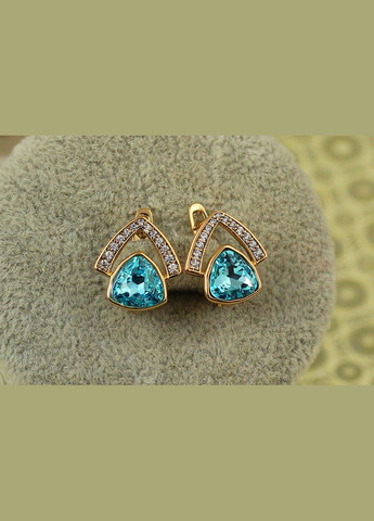 Сережки Сваровскі будиночок із блакитним каменями 1,4 см золотисті Xuping Jewelry (331769055)