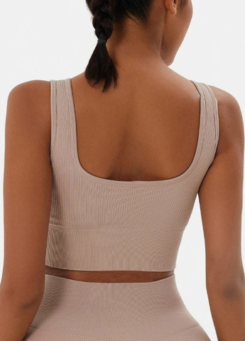 Кофейный топ женский спортивный бюстгальтер в рубчик sport elegance hs0011 (1946-40-01) Finetoo без косточек