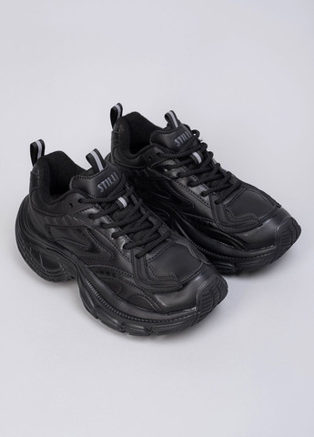 Кроссовки женские CX1500-1 черные кожанные 344372 Power чёрные демисезоны (302786066)