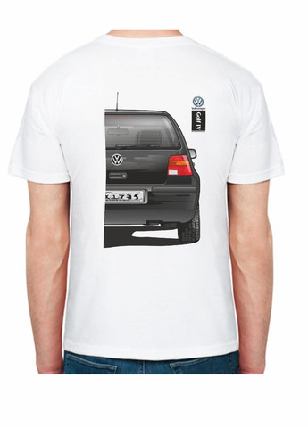 Белая футболка мужская с принтом volkswagen golf iv fr 207504 белая Avtolife