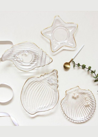 Блюдо скло Мушля золота кайма 15х20х3см No Brand (297003219)