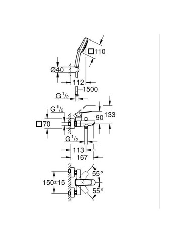 Одноважільний змішувач для ванни Cubeo (1018142430) Grohe (369933444)